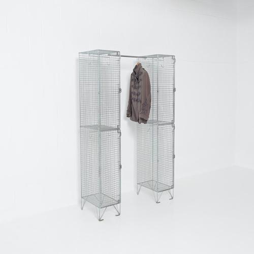Silver Vintage Steel Wire Lockers, 1970s, Set of 2 For Sale - Image 8 of 18