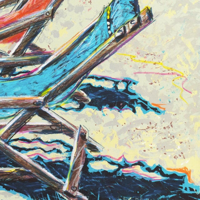 Yellow 'Chairs on the Bay' by Margie Dickson, 1990; California Woman Artist For Sale - Image 8 of 12