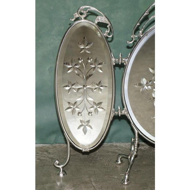 Gold Antique Art Deco Italian Silver Plated Venitian Cut Glass Fireplace Screen by Aeg, 1920 For Sale - Image 8 of 12