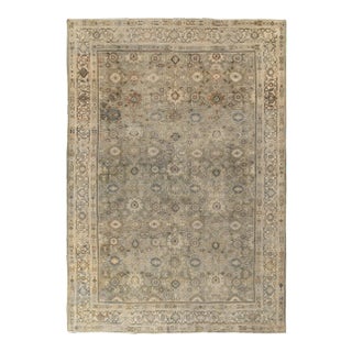 Vintage Persian Sultanabad Style Rug in Green, Beige-Brown Floral Pattern For Sale