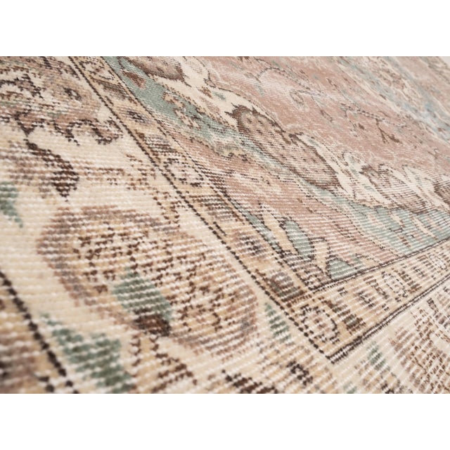 Tan Distressed Turkish Sparta Rug With Floral Pattern 5'3" X 8'5" For Sale - Image 8 of 11