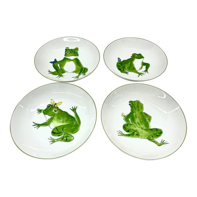 1970s Set of 4 Vintage Taste Setter by Sigma Frolicking Frogs Coupe Bowls For Sale