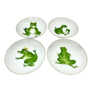 1970s Set of 4 Vintage Taste Setter by Sigma Frolicking Frogs Coupe Bowls