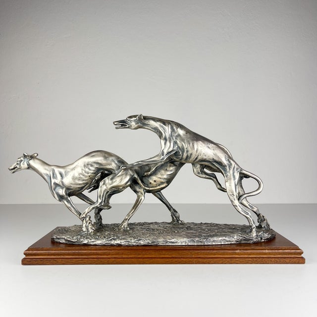 Vintage Silver Sculpture of Racing Greyhounds by Angelo Schiavon, Italy, 1950s For Sale - Image 4 of 15