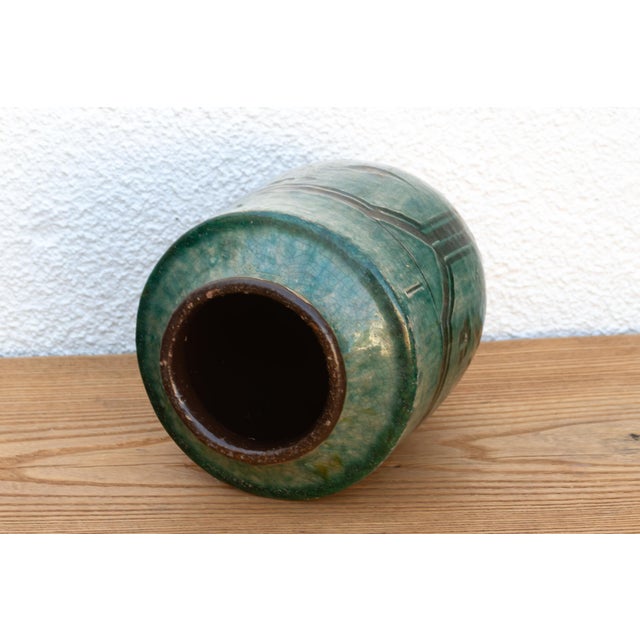 Emerald Green & Black Glaze Pot For Sale In Los Angeles - Image 6 of 10