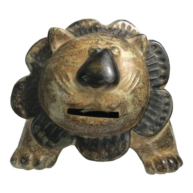 MidCentury Ceramic Leo Lion Piggy Bank Chairish