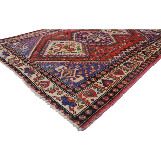 Vintage Persian Viss Rug with Tribal Style 05'04 x 06'08. Balancing tribal style and traditional sensibility with nomadic...