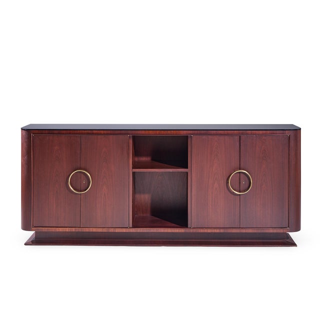 Albert Guénot Art Deco Palisander Sideboard Credenza This sideboard measures: 96 wide x 17 deep x 40 inches high Great...