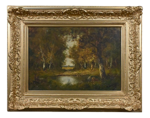Salvignac, Pond Under the Woods, Early 20th Century, Oil on Canvas, Framed
