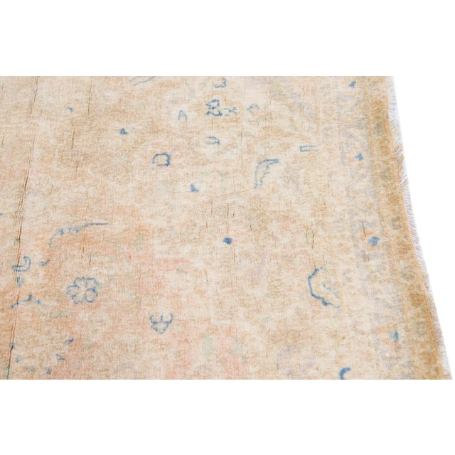 1960s Vintage Karajah Shabby Chic Handmade Floral Beige Wool Runner For Sale In New York - Image 6 of 8