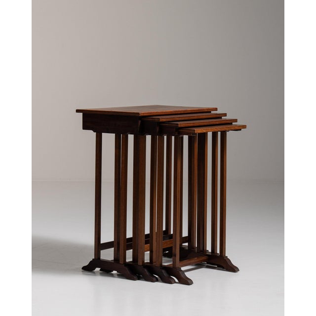 1960-1969 France Rich Walnut Brown Carved Walnut Console Table For Sale - Image 9 of 11