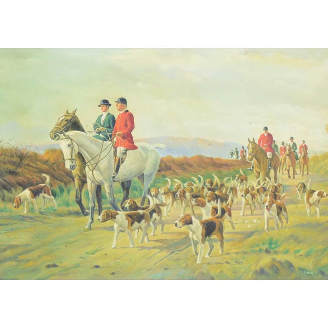Traditional Ferdinand Liebsch, Lost Scent Hunt on Moorland, 1800s, Oil on Canvas For Sale - Image 3 of 3