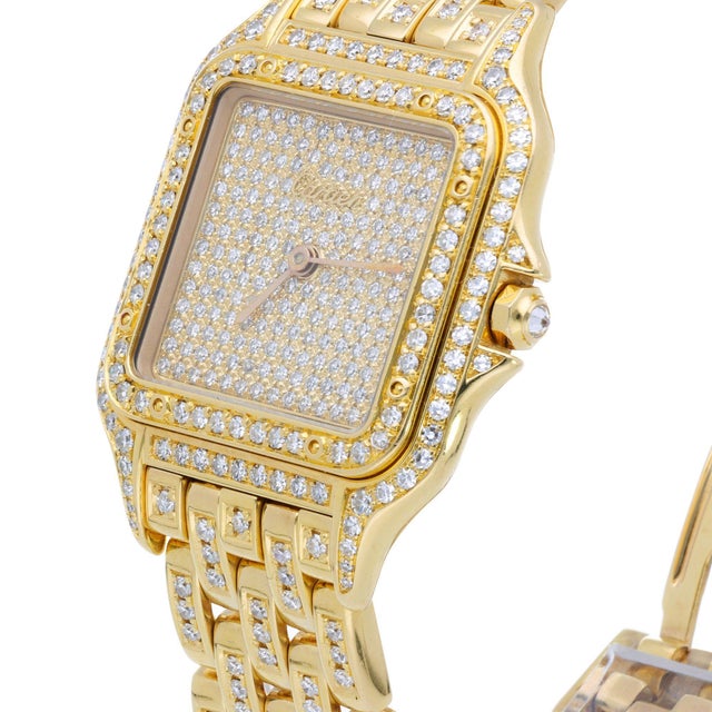 Cartier Panthere Jumbo in 18k Gold Factory Diamond Pave Dial & Bracelet Watch For Sale - Image 13 of 16