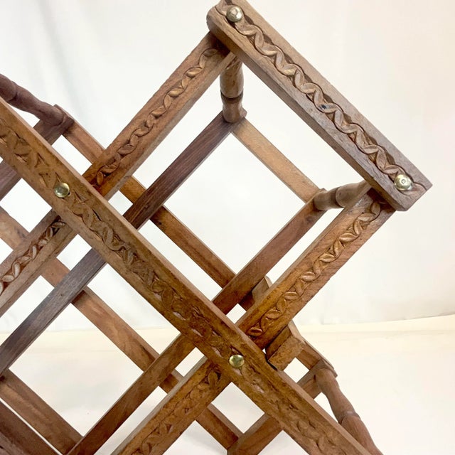 1970s Vintage Boho Chic Arts & Crafts Wood Wine Rack - 10 Bottle. For Sale - Image 6 of 11