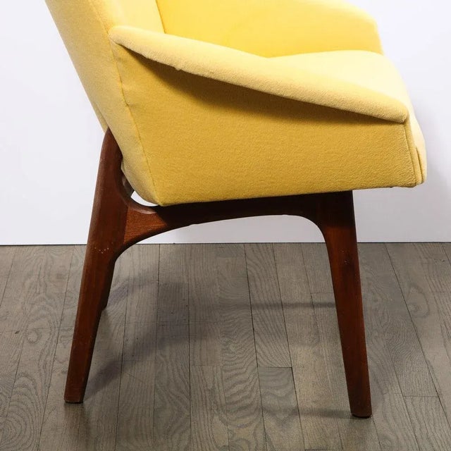 Yellow Mid Century Walnut Back Chair in Yellow Loro Piana Cashmere by Adrian Pearsall For Sale - Image 8 of 13