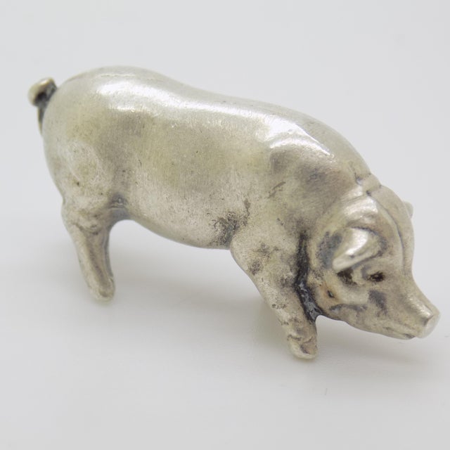 Vintage Italian Handmade Silver 800 Pig Figurine, Arezzo, 1970s For Sale - Image 3 of 11