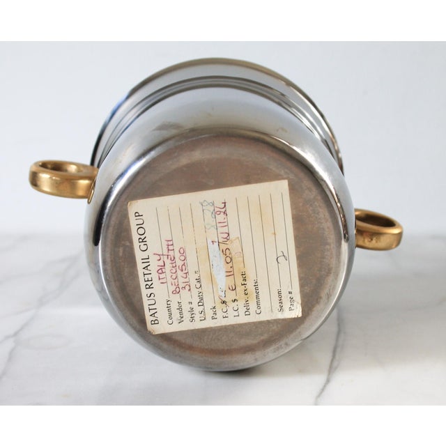 Metal Vintage Modernist Italian Stainless Steel & Brass Ice / Wine Bucket For Sale - Image 7 of 10