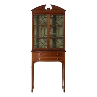 Edwardian Mahogany Inlaid Cabinet on Tapered Legs + Spade Feet (C. 1910) For Sale