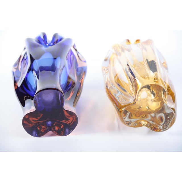 Glass Vase by Josef Hospodka for Sklarny Chribska, Czech, 1970s, Set of 2 For Sale - Image 10 of 15