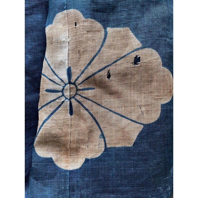 Japanese Two-Piece Indigo Asa Kyogen Festival Costume Meiji Period For Sale - Image 10 of 14