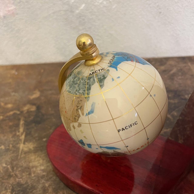 Bookends with Mahogany Globes and Brass Bases, 1980s, Set of 2 For Sale - Image 11 of 18
