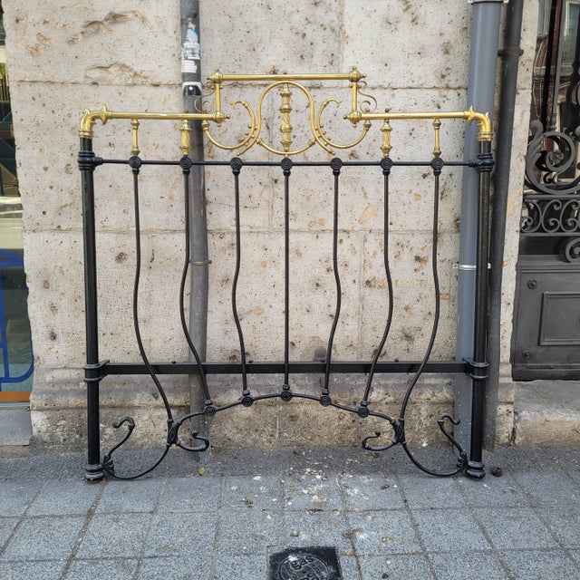 Modern Art Nouveau Style Wrought Iron Bed Headboard, Spain, 1930s For Sale - Image 3 of 18