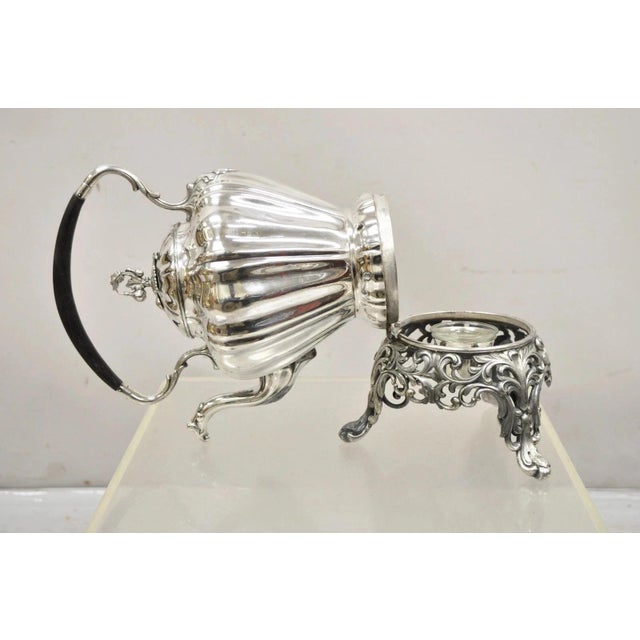 Victorian Antique Reed & Barton Silver Plated Victorian Tilting Tea Coffee Pot on Stand For Sale - Image 3 of 12