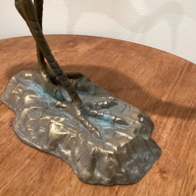 Vintage Large Brass Bird Standing Statue For Sale - Image 9 of 13