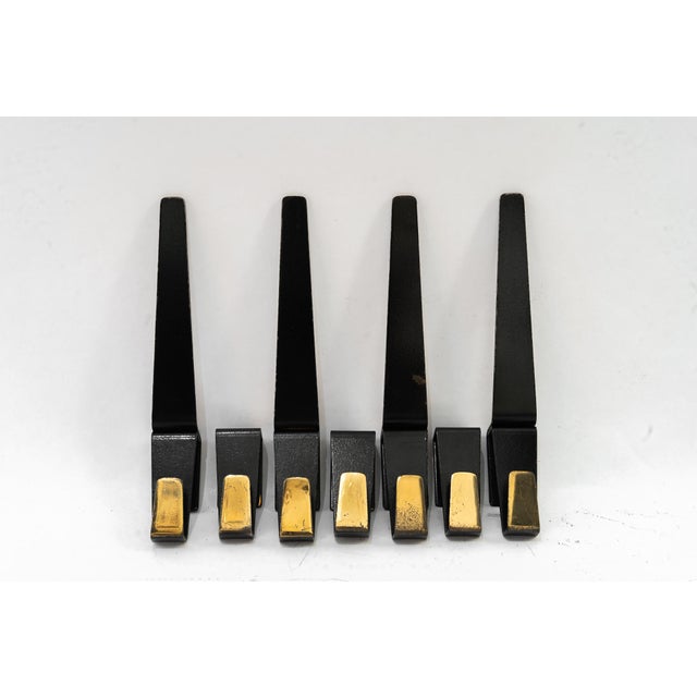 Mid-Century Modern Black and Brass Wall Hooks, Vienna, Austria, 1960s, Set of 7 For Sale - Image 3 of 10