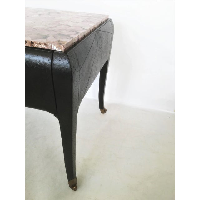Art Deco Style Maitland-Smith Faux Ostrich Leather Writing Desk For Sale In Dallas - Image 6 of 11