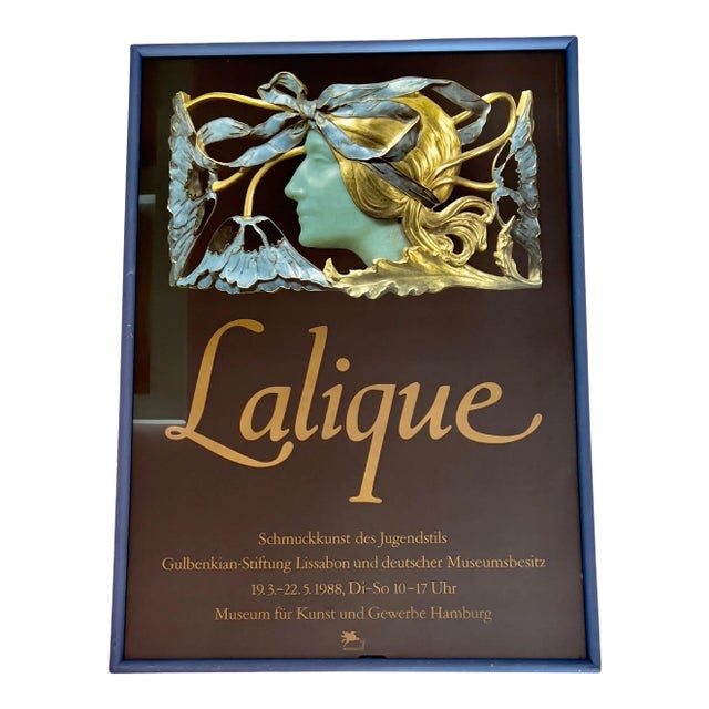 1988 Poster René Lalique Museum Für Kunst Hamburg Exhibition Poster, Framed For Sale
