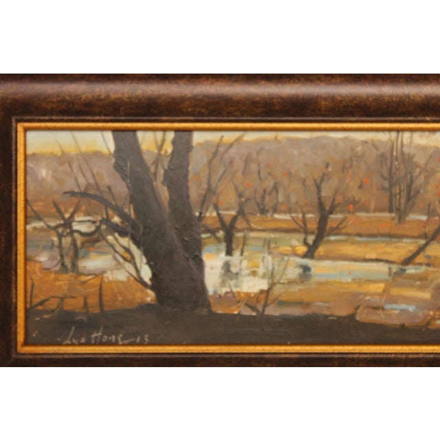 Luo Hong Impressionist Style Oil Painting, Late Fall Landscape For Sale - Image 4 of 12