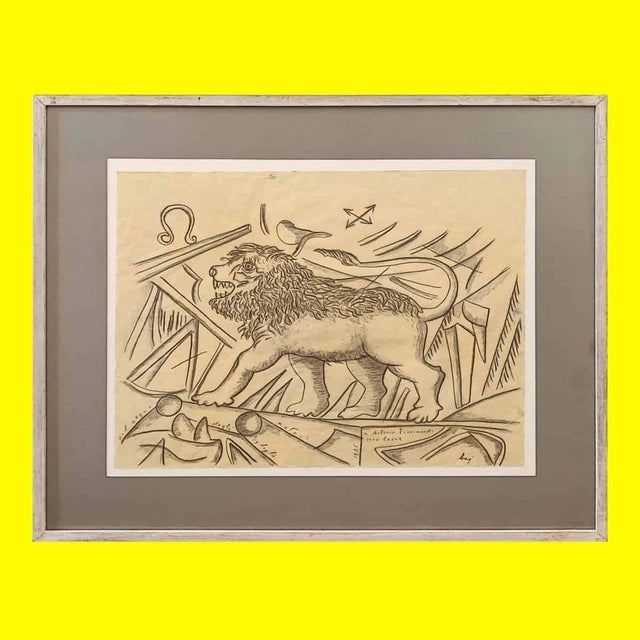 Enrico Baj, Untitled, 1986, Pencil Drawing on Cardboard, Framed For Sale - Image 16 of 16