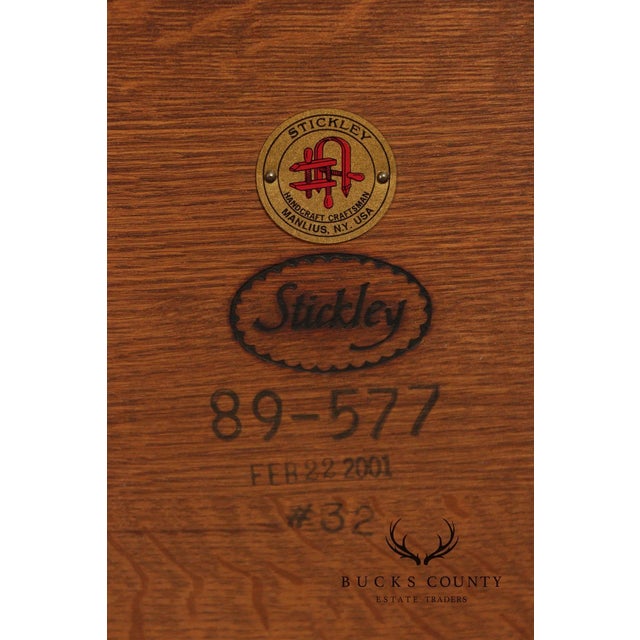 Brown Stickley Mission Collection Pair Of Oak Tile Top End Tables For Sale - Image 8 of 18