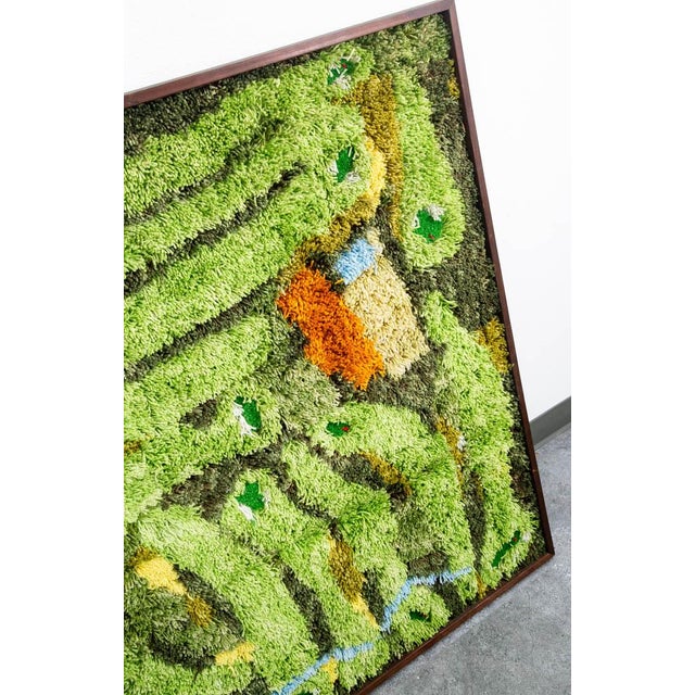 1970s Mid Century Modern Tapestry Wall Hanging Rug Abstract Golf Course Links Shag 5x4 For Sale - Image 5 of 12