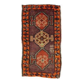 Purple & Orange Vintage Mini Rug For Sale