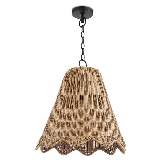 Regina Andrew Summer Scalloped Rattan Outdoor Pendant, Large For Sale In Detroit - Image 6 of 8