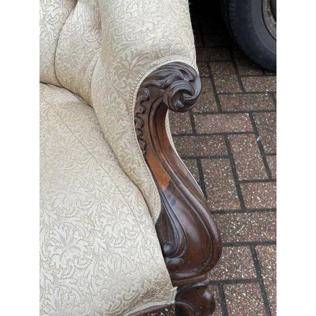 Victorian Sofa with Buttoned Back, Cabriole Legs & Brass Castors For Sale - Image 6 of 18