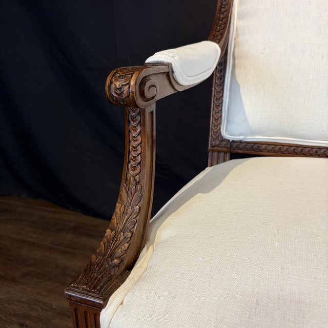 White Carved Walnut Antique French Armchairs or Fauteuils - A Pair For Sale - Image 8 of 15