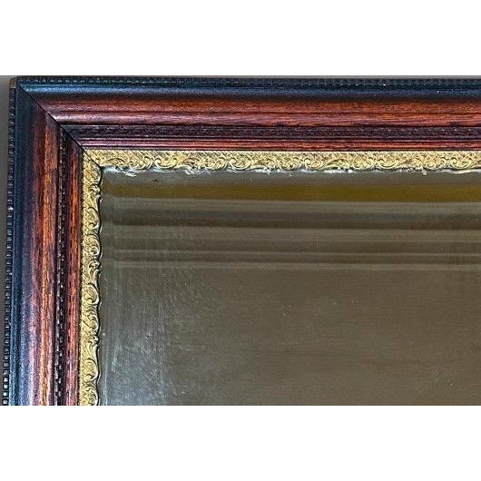 Antique Nineteenth Century Victorian Walnut Overmantel Mirror Gold Gilt Gesso Border For Sale - Image 4 of 10