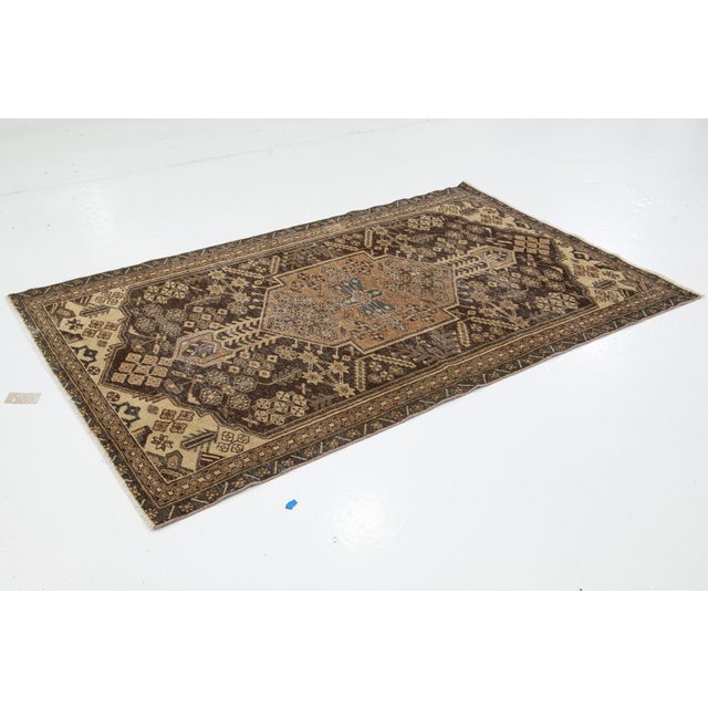 Vintage Brown Distressed Wool Rug With Allover Design For Sale - Image 4 of 8