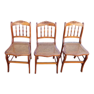 Set of 3 Early 20th Century Victorian Cane Seat Chairs Rvs