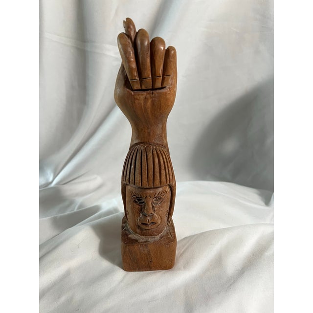 Wood Mid Century Carved Wooden Figa Fist Sculpture For Sale - Image 7 of 11