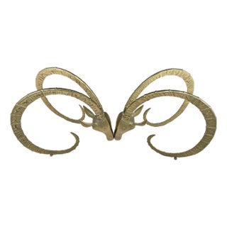 1960s Mid Century Modern Pair of Brass Ibex Table Bases For Sale