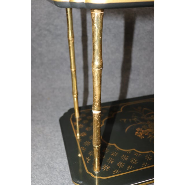 Pair of Finest Quality Maison Bagues Attributed Faux Bamboo Chinoiserie Tables For Sale - Image 10 of 11