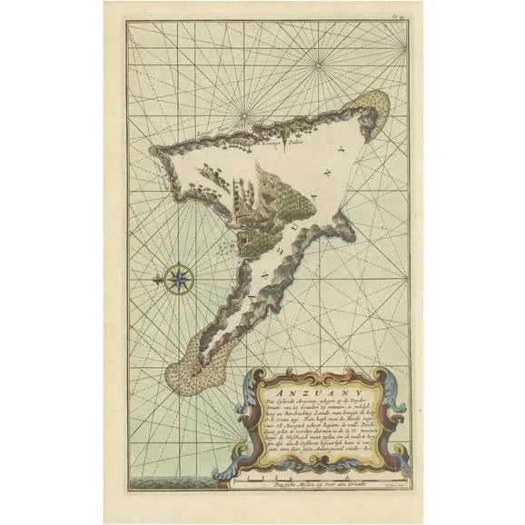 Map of the Island Nzwani or Anzuany of the Comoros Islands, 1726 For Sale - Image 6 of 6