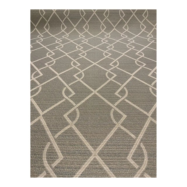 Caracole Caracole Modern Gray and White Woven Dimond Print Designer Fabric - 14 Yards For Sale - Image 4 of 4