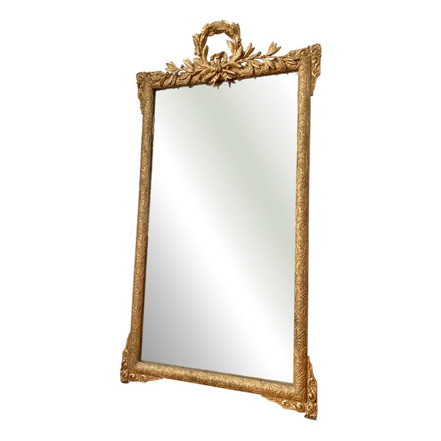 Large Louis XVI Mirror with Openwork Pediment, 19th Century For Sale