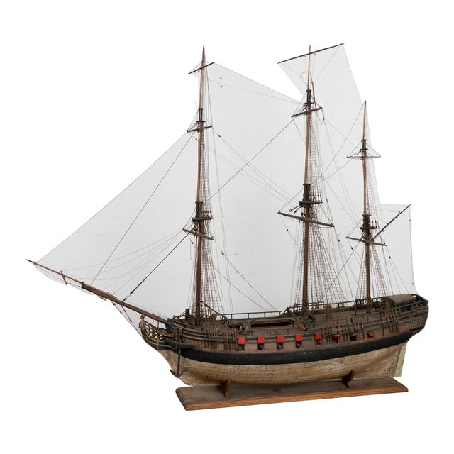 Large Ship Model of La Sirene With Cannons and Mermaid