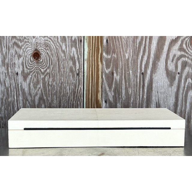 Late 20th Century Vintage Coastal Faux Shagreen Long Box For Sale - Image 5 of 12